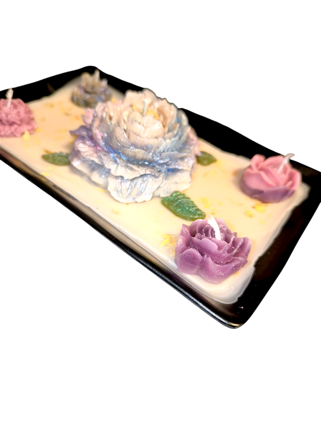 "Atem des Lebens" – Handgefertigte Blumenkerzen mit Frühlingsduft in hitzebeständiger Schale