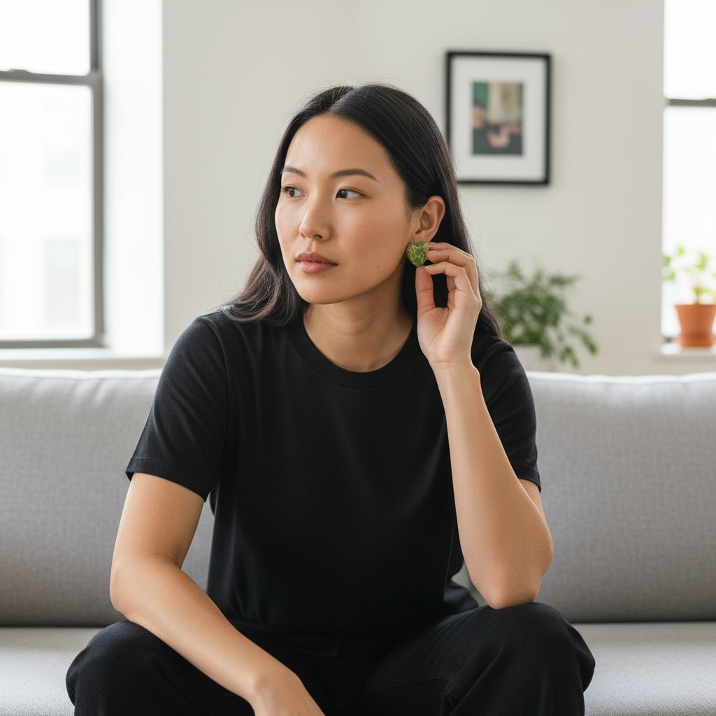 Handgemachte Herz-Ohrringe im grünen Naturstein-Look – Stilvoller Boho-Schmuck