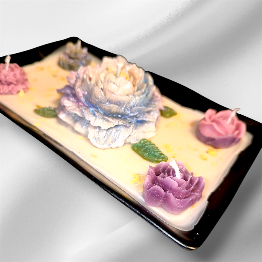 "Atem des Lebens" – Handgefertigte Blumenkerzen mit Frühlingsduft in hitzebeständiger Schale