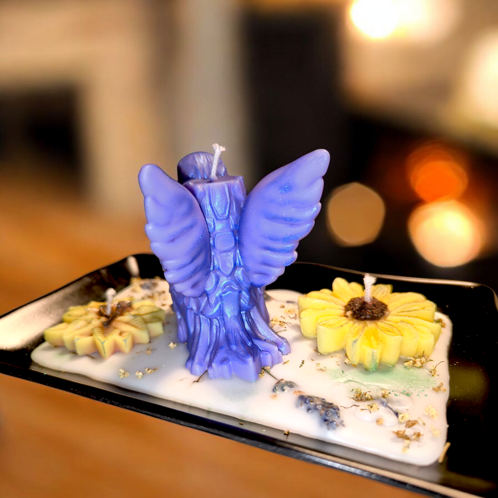 Aromakerze „Element Erde & Luft“ – Handgegossene Vogel- und Blumenform in hitzebeständiger Schale | Frischer, reiner Naturduft