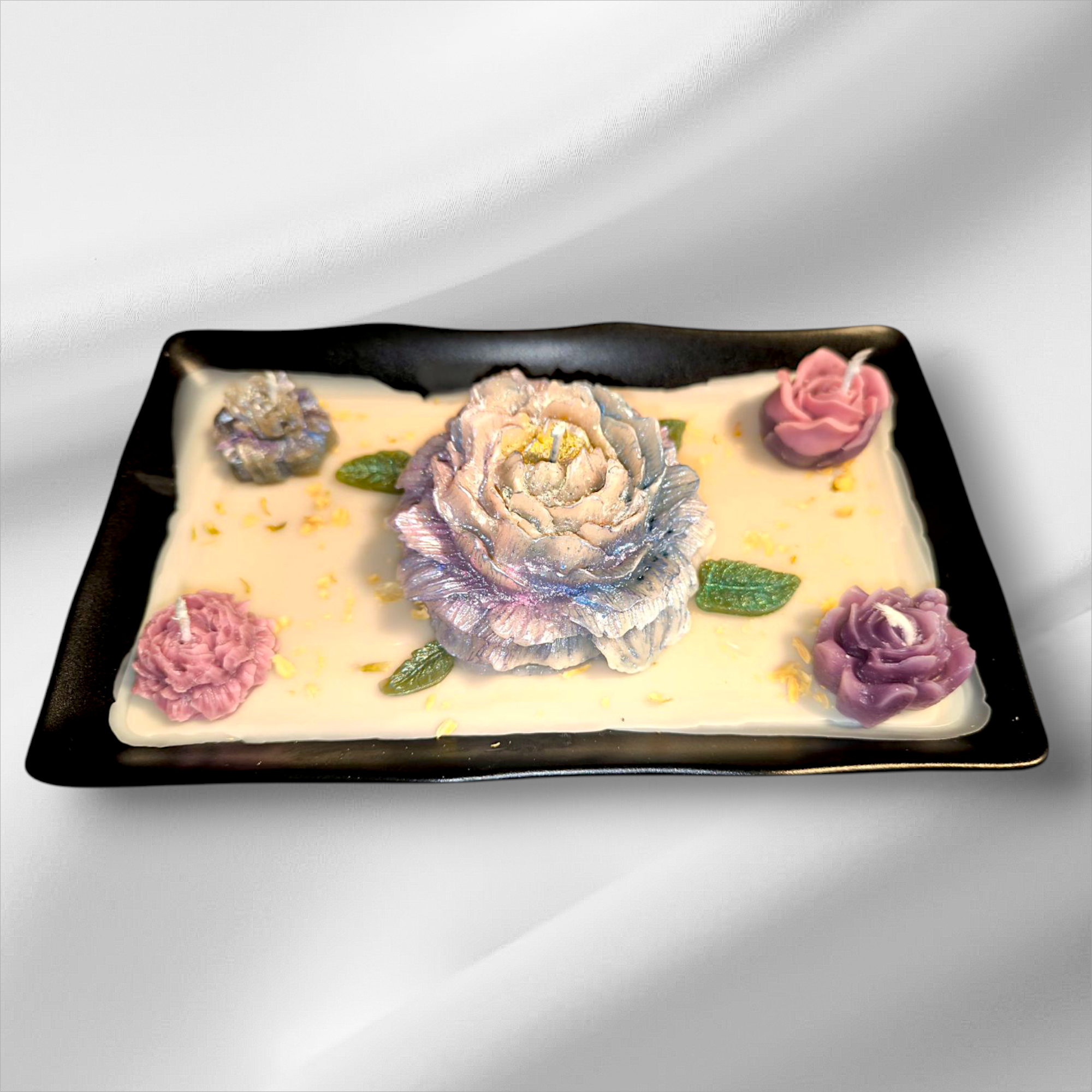 "Atem des Lebens" – Handgefertigte Blumenkerzen mit Frühlingsduft in hitzebeständiger Schale