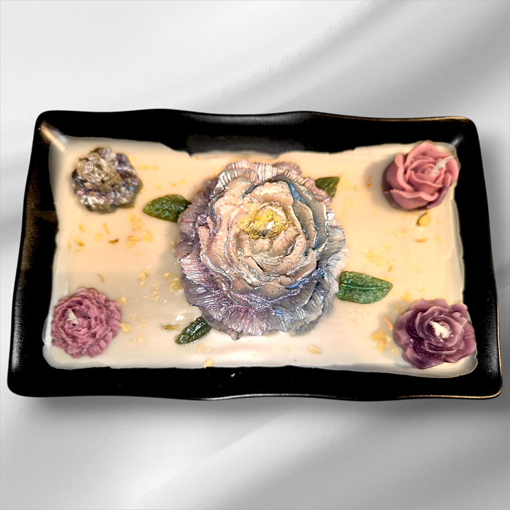 "Atem des Lebens" – Handgefertigte Blumenkerzen mit Frühlingsduft in hitzebeständiger Schale